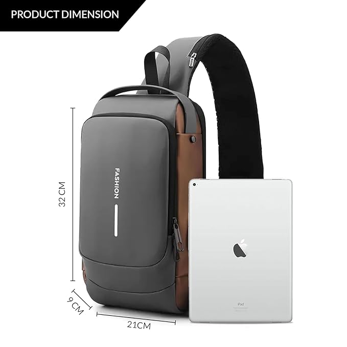 Anti-Theft Crossbody Sling Bag with USB Charging Port — Waterproof Chest Bag