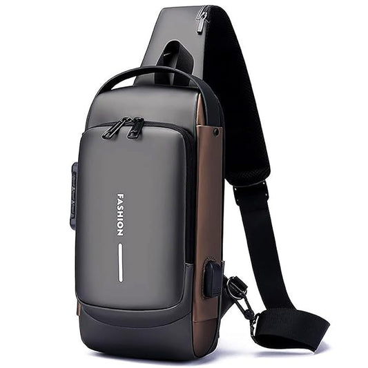 Anti-Theft Crossbody Sling Bag with USB Charging Port — Waterproof Chest Bag